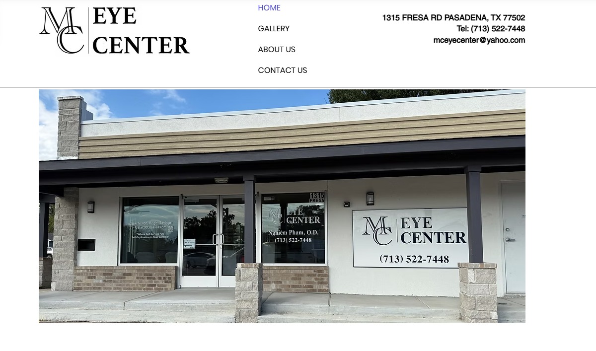 Original MC Eye Center Wix homepage before the Cellara redesign